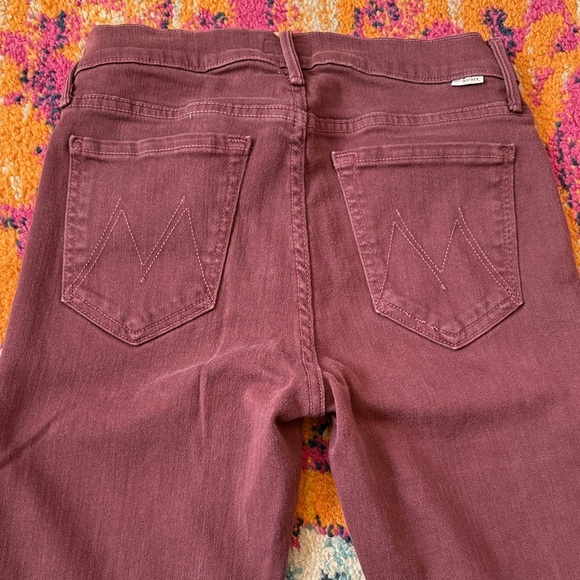 MOTHER Ankle Cropped Jeans in Deep Burgundy - Picture 9 of 10